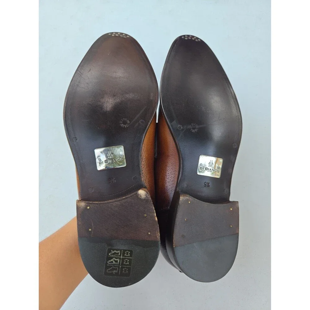 Di Bianco Scarpe Criss Cross Loafers Slip On Shoes Mens 9.5 Brown Leather Penny